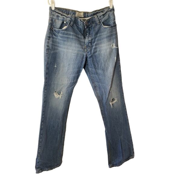 Aeropostale Driggs Slim Bootcut Men’s Distressed Denim Blue Jeans Size 33x34 - Picture 1 of 8